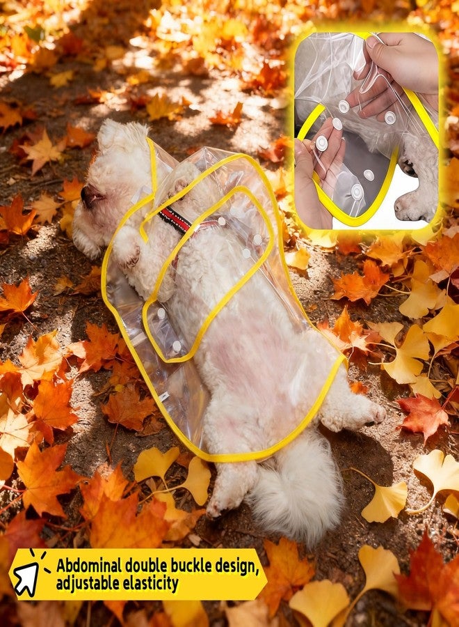 RyanDesign Clear Dog Raincoat, Transparent PVC Cape Style Pet Rain Jacket with Hidden Leash Hole, Adjustable Double Buckle for Small Dogs (Yellow, Medium) - Image 4